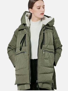 Orolay Olive Green thickened Down filled Puffer Jacket medium